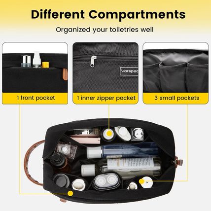 Vorspack Toiletry Bag Hanging Dopp Kit for Men Water Resistant Canvas Shaving Ba