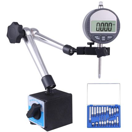 Electronic Digital Dial Indicator with Magnetic Base Holder Fine Adjustable Long