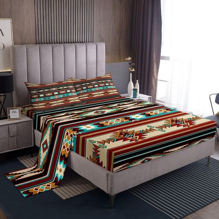 Western Bed Sheet Set Boho Aztec Bed Sheets Cowboy Cowgirl Southwestern Bedding