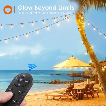 Addlon 54FT(48+6) Solar String Lights Outdoor Waterproof with USB Charging & Rem