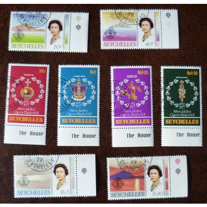 Seychelles 1977 QEII Silver Jubilee set 8 used stamps SG393-400 Crown Jewels