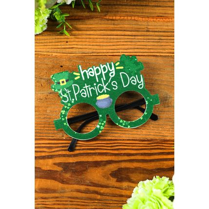 Green St. Patricks Day Clover Glasses Frame