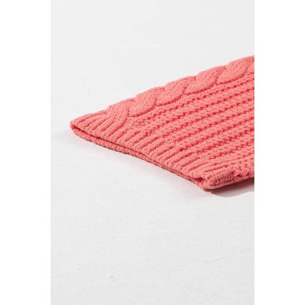 Gold Flame Cable Knit V Neck Contrast Drawstring Hooded Sweater
