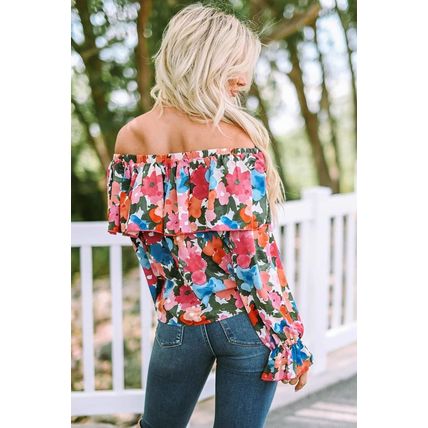 Floral Print Ruffled Off Shoulder Blouse