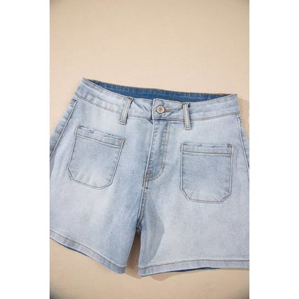Beau Blue Light Wash High Rise Denim Shorts