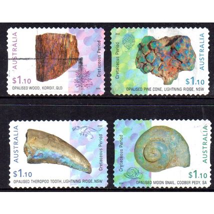 AUSTRALIA: 2020, OPALISED FOSSILS, SET 4 USED SELF-ADHESIVE STAMPS. 531/532