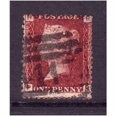 GREAT BRITAIN 1858-79 QV SG44 1d RED BROWN PLATE 102 LETTERED PH USED