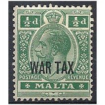 Malta 1917 SG92 1/2d Deep Green WAR TAX Mounted Mint . .
