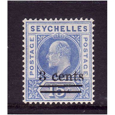 SEYCHELLES 1903 SG 57 3c on 15c ULTRAMARINE M MINT