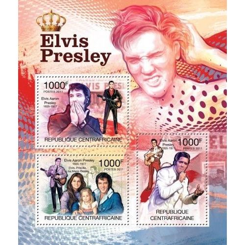 CENTRAL AFRICA 2011 SHEET MNH ELVIS PRESLEY SINGERS MUSIC