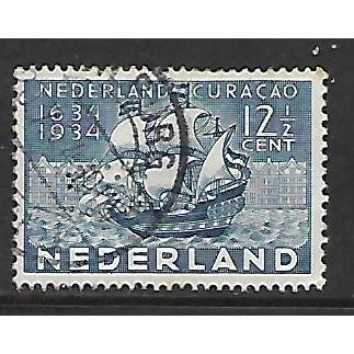 NETHERLANDS 1934 12 1/2c BLUE DUTCH WARSHIP SG 441 FINE USED