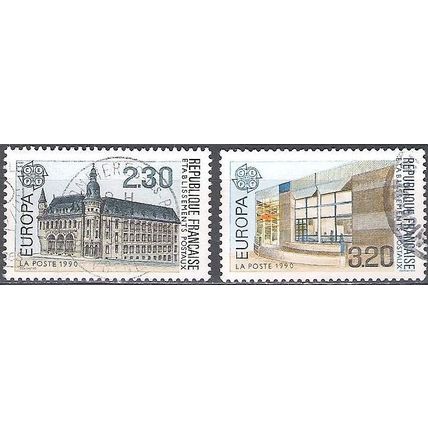 France 1990 Michel 2770 - 2771 O Cote (2008) 2.30 € Europa CEPT Bâtiments