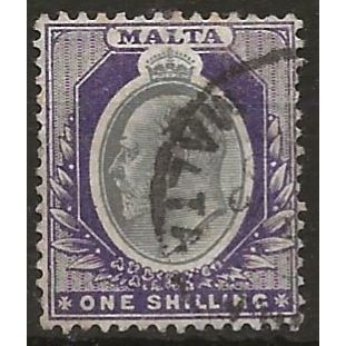 Malta 1903 SG44 1/- Grey & Violet Wmk Crown CA Fine Used . .