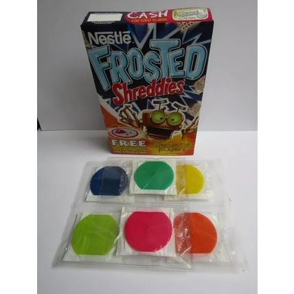 Nestle 2002 Shreddies Treasure Planet Cereal Box & Set of 6 Holograph Spinners