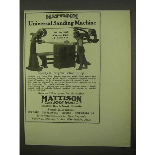 1922 Mattison Universal Sanding Machine Ad