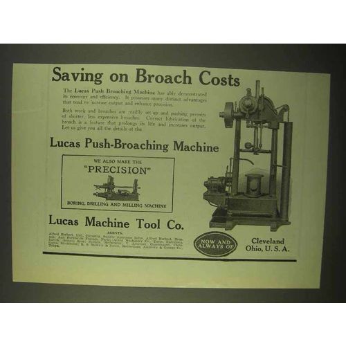 1922 Lucas Push-Broaching Machine Ad - Saving Costs