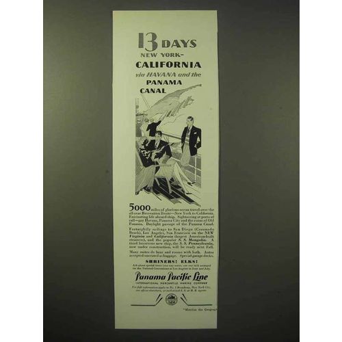 1929 Panama Pacific Line Cruise Ad - New York, California