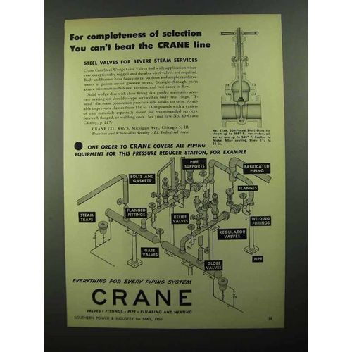 1950 Crane Cast Steel Wedge Gate Valves Ad - Can't Beat