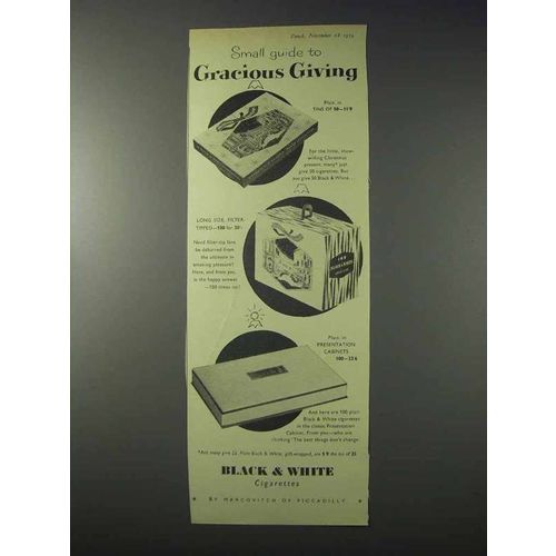 1959 Marcovitch Black & White Cigarettes Ad - Giving