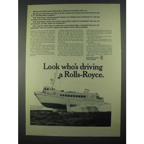 1967 Rolls-Royce Tyne Engine Ad - Grumman Hydrofoil