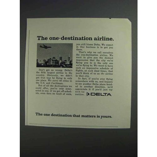 1968 Delta Airline Ad - One-Destination Airline