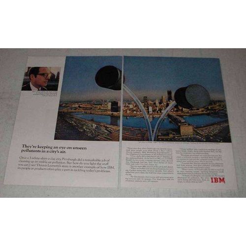 1970 IBM Air pollution Sensing Stations Ad - An Eye On