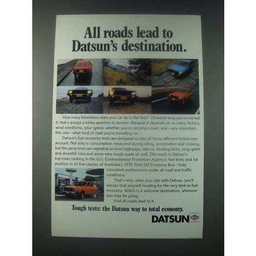 1978 Datsun Car Ad - All Roads Lead to Datsun's Destination