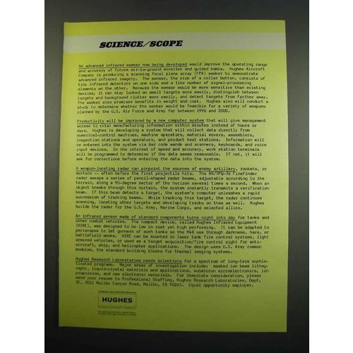 1984 Hughes Aircraft Ad - Infrared Seeker
