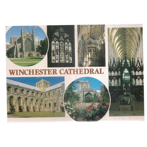 WINCHESTER CATHEDRAL, HAMPSHIRE used vintage postcard, 1996 postmark by Salmon =