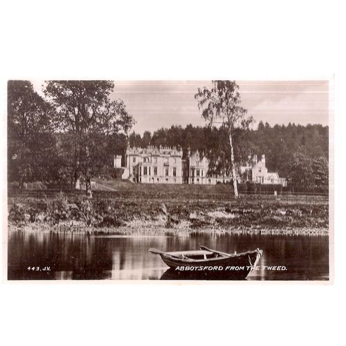 ABBOTSFORD FROM THE TWEED, SCOTLAND unused vintage postcard RP by Valentine =