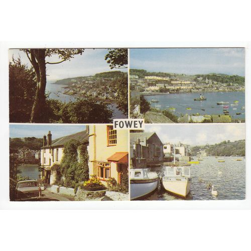 Fowey Cornwall Multiview Postcard 363