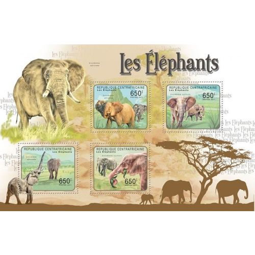 CENTRAL AFRICA 2011 SHEET MNH ELEPHANTS ELEFANTEN ELEFANTI ELEFANTES WILDLIFE