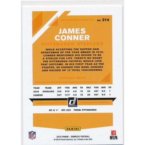 2019 Donruss Football Base 214 James Conner Pittsburgh Steelers