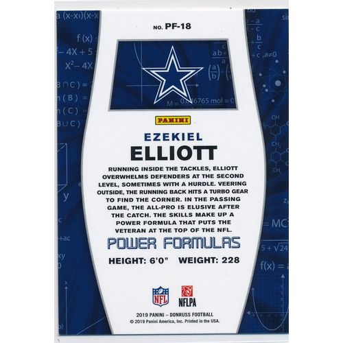 2019 Donruss Football Power Formulas Insert 18 Ezekiel Elliott Dallas Cowboys