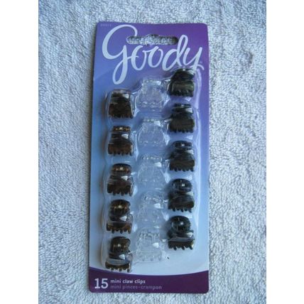 15 Goody Small Claw Clips Mini 1/2" Hair Jaw Plastic Black Clear Tortoise Brown