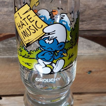 Grouchy Smurf - 1982 Hardees Collectible Smurf Tumbler Water Glass