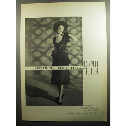 1951 Bonwit Teller Dress by Mollie Parnis Ad - Afternoon iced coffee
