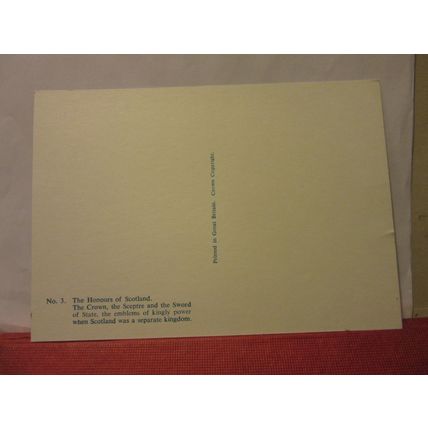 THE SCOTTISH CROWN JEWELS/REGALIA unused postcard HONOURS OF SCOTLAND (A) =