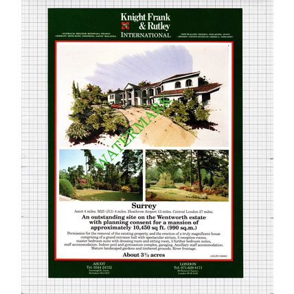Wentworth Estate Surrey House Sale Advert - 1991 Cutting