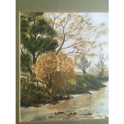 Original Watercolour Painting The River Lark by K. S. Rivett 1990 Mildenhall