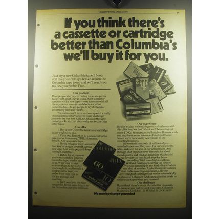 1975 Columbia Recording Tapes Ad - If you think there's better