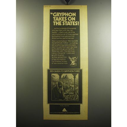1975 Red Queen to Gryphon Three Album Ad - Gryphon Takes on The States