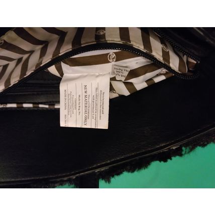 LaDiva DV Black Leather Faux Fur Handbag Large 18" x 12"