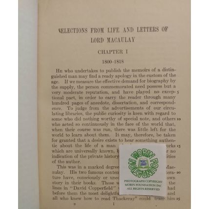 1914 RARE SELECTIONS FROM TREVELYAN'S LIFE AND LETTERS OF LORD MACAULAY