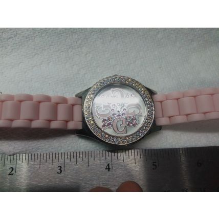Guess Waterpro Women's- G86153L Pink Silver/Rubber Pink Band New Battery