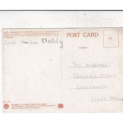Paul Theodore van Brussel Flowerpiece postcard used VGC