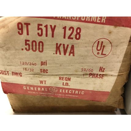 GE 9T51Y128 GENERAL ELECTRIC 9T 51Y TRANSFORMER DRY-TYPE POWER 769G 120/240V,EY