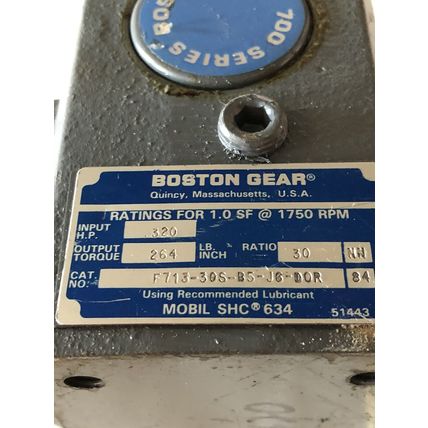 New BOSTON GEAR F713-30S-B5-J6-DOR RIGHT-ANGLE GEAR MOTOR,30:1-RATIO,.320HP,CK