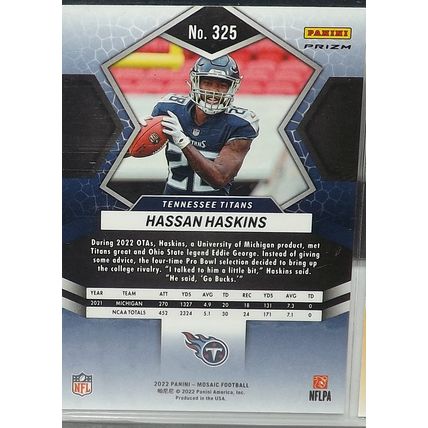 2022 Mosaic HASSAN HASKINS (Titans) Prizm Orange Reactive Rookie Card #325