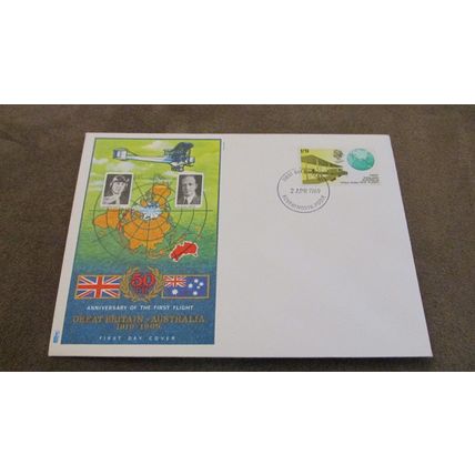 Philart 1969 GB FDC - 1st UK flight to Australia / Aviation - Bournemouth frank